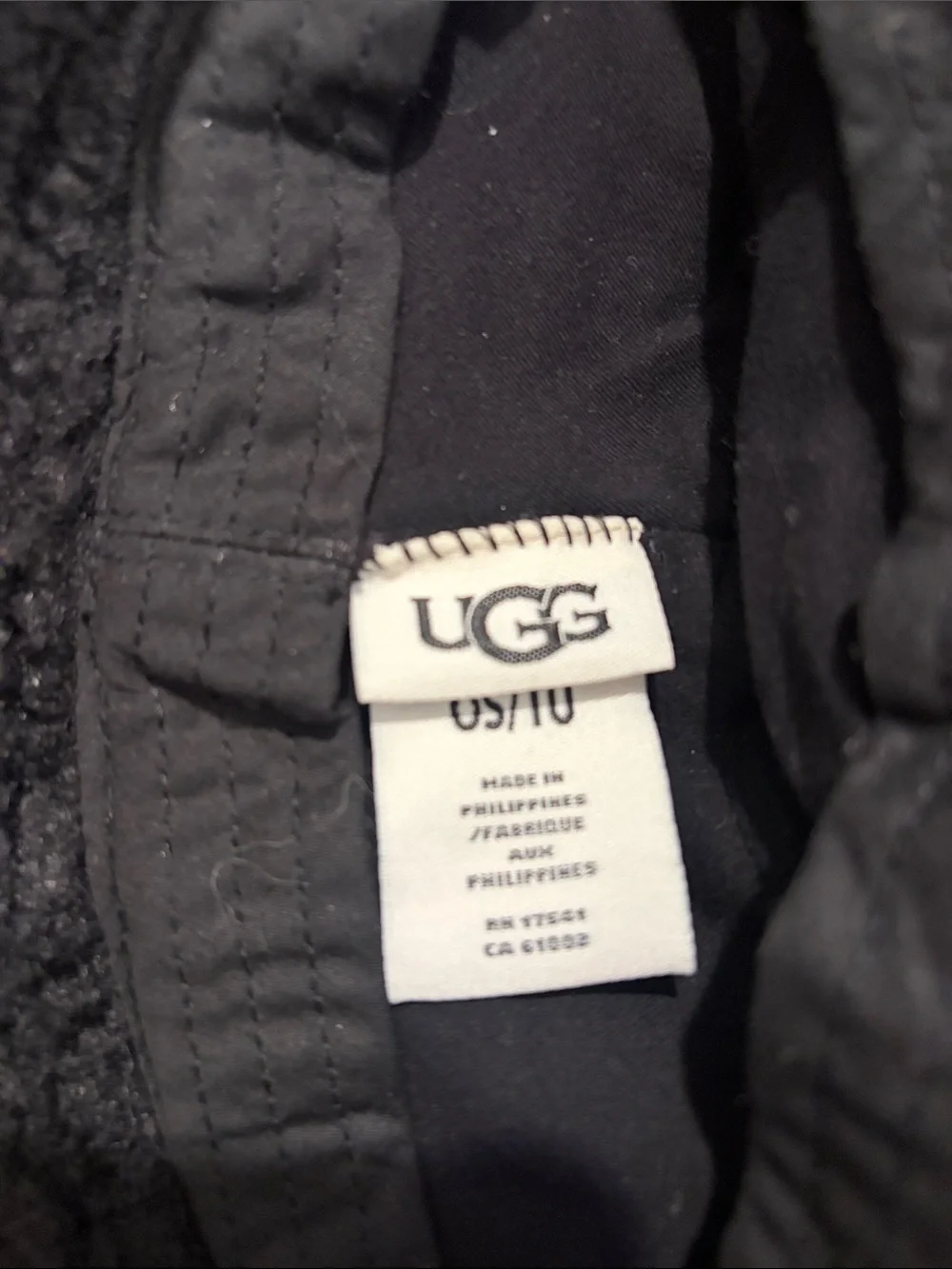 UGG Black Sherpa Bucket Hat with Logo Patch